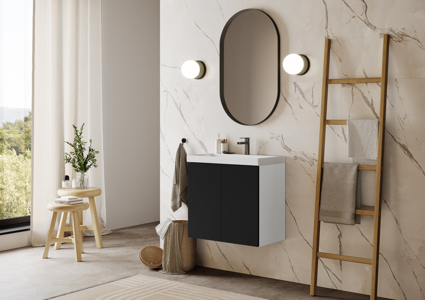 FLAT 24” Floating Bathroom Vanity with Inset Sink Combo